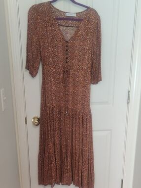 Petal & Pup Kelda Leopard-Print Dress with Button Front, Medium
